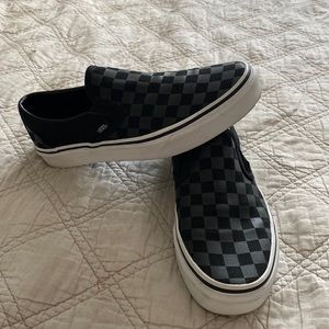VANS black checkered slip on SZ 8.5